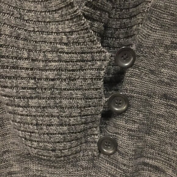 Preppy Grey Marled Knit Buttoned Cowl Neck Sweater - Picture 5 of 16